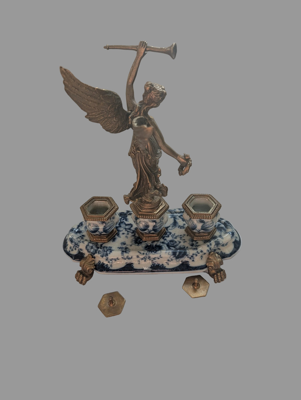 Porzellan Bronze Tintenfass Tischfigur – Dekoratives Schreibtisch-Accessoire