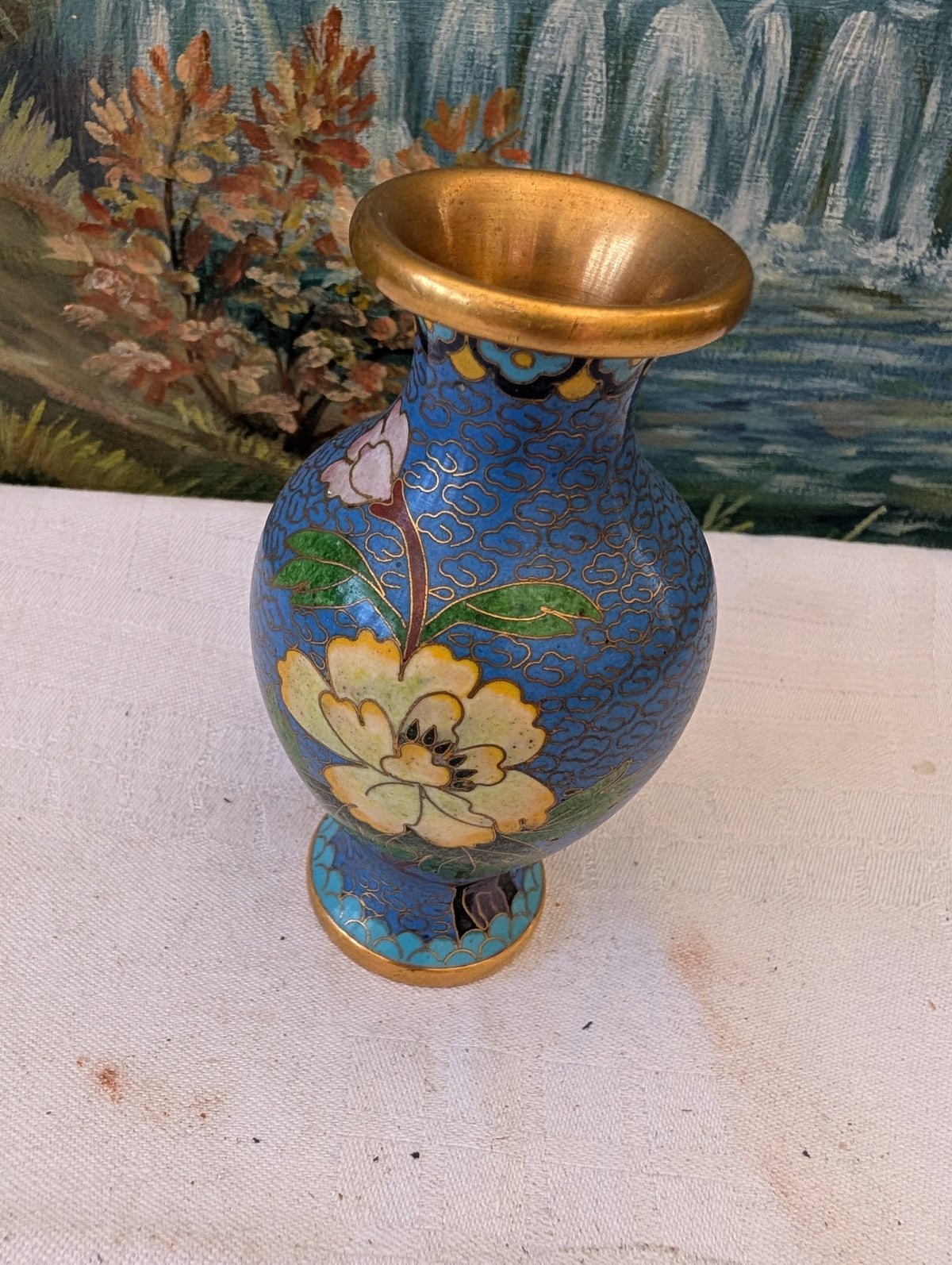 Cloisonné Vase 14 cm – Antike Emaillearbeit