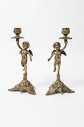 Antikes Paar Bronze Kerzenhalter – Junge Engel – Höhe 25 cm