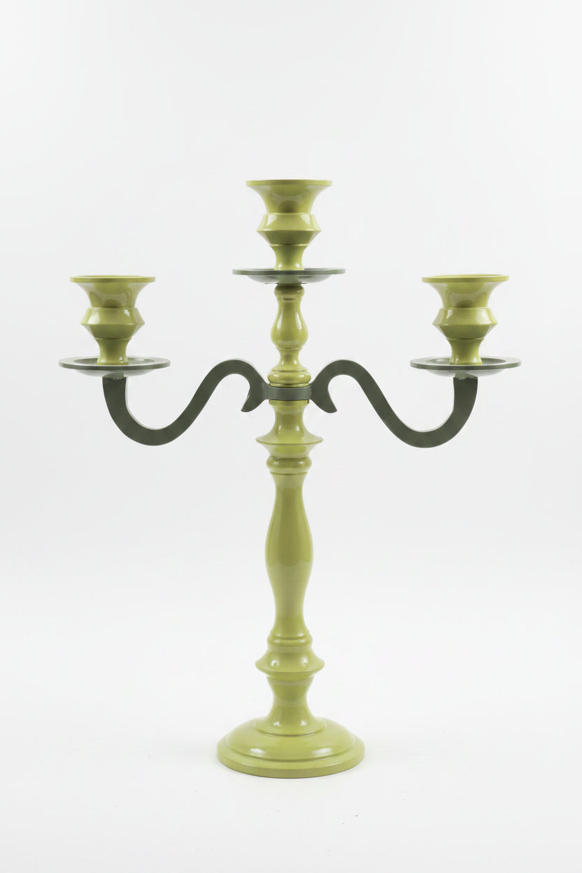 3-armiger Porzellan-Kerzenständer – Farbig, Höhe 33 cm