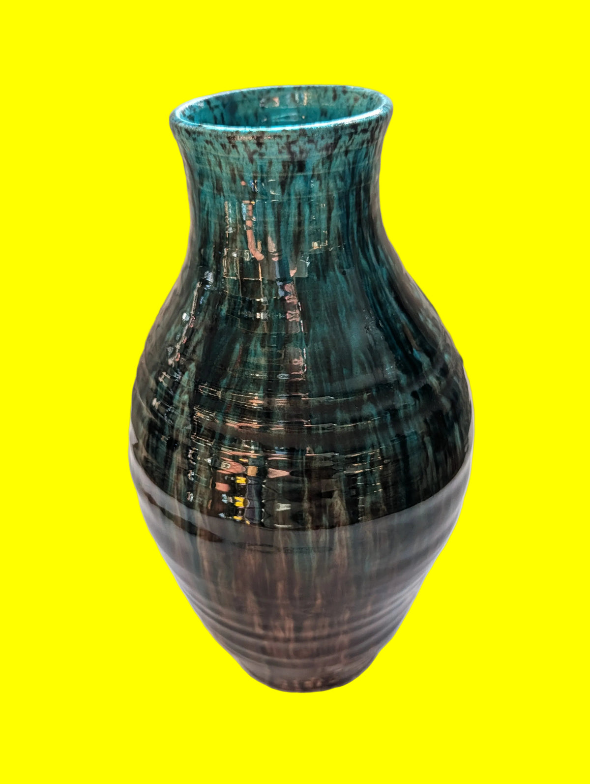 Französische Keramik Blumenvase – Signiert, Glänzend, Top Zustand