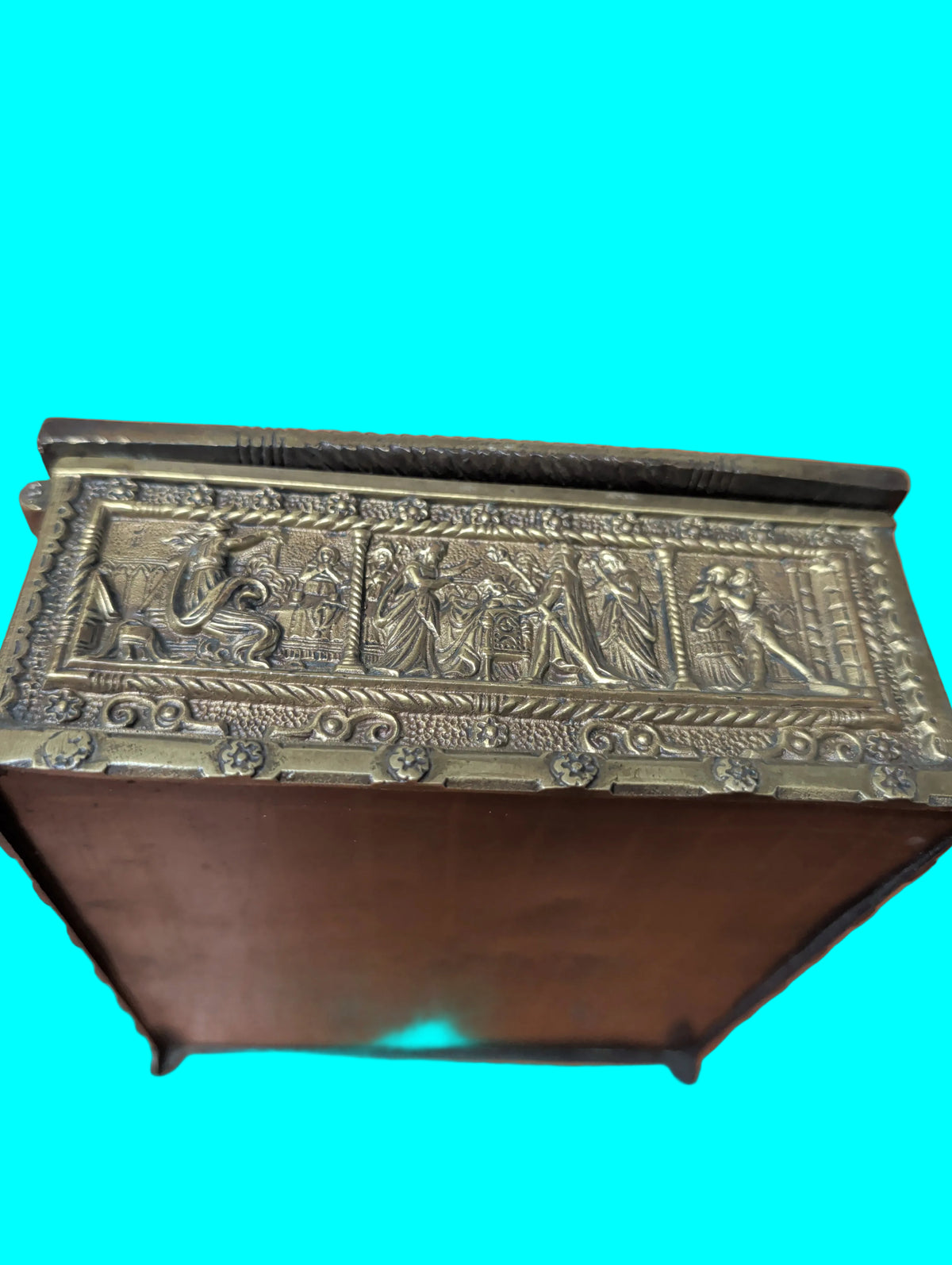 Antike Bronze Schatulle – Reich Verziert – 17 × 15 × 8 cm – Sammelstück