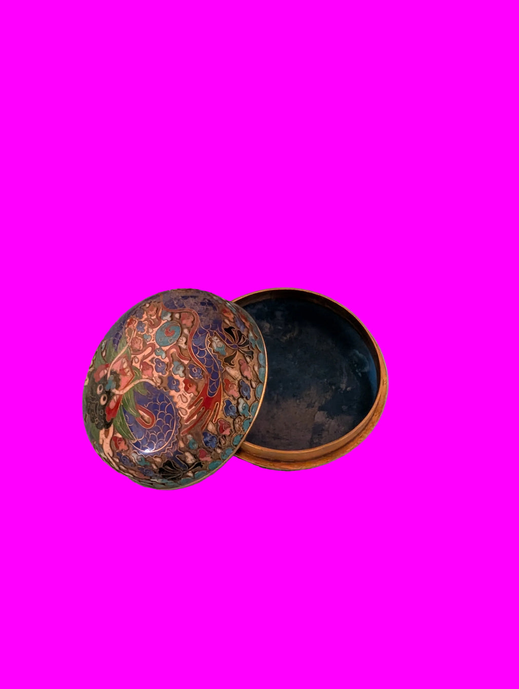 Boîte à bijoux cloisonnée à motif floral – Richement décorée, pièce de collection