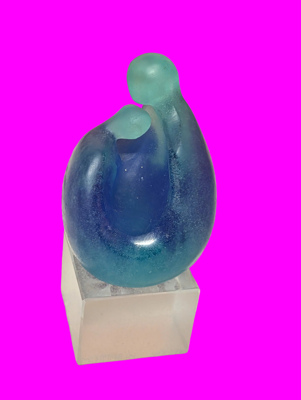 Daum Tendresse Skulptur – Pâte de Verre, Signiert, Honein