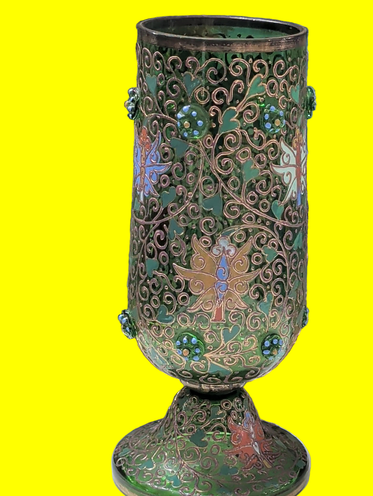 Antike Blumenvase – Mehrfarbig, Höhe 26 cm