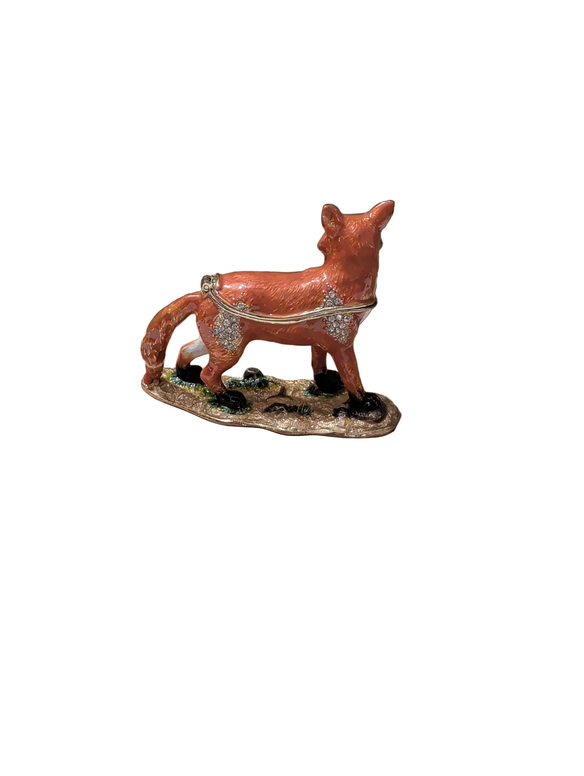 Pillendose – Zinn, emailliert mit Fuchs-Motiv